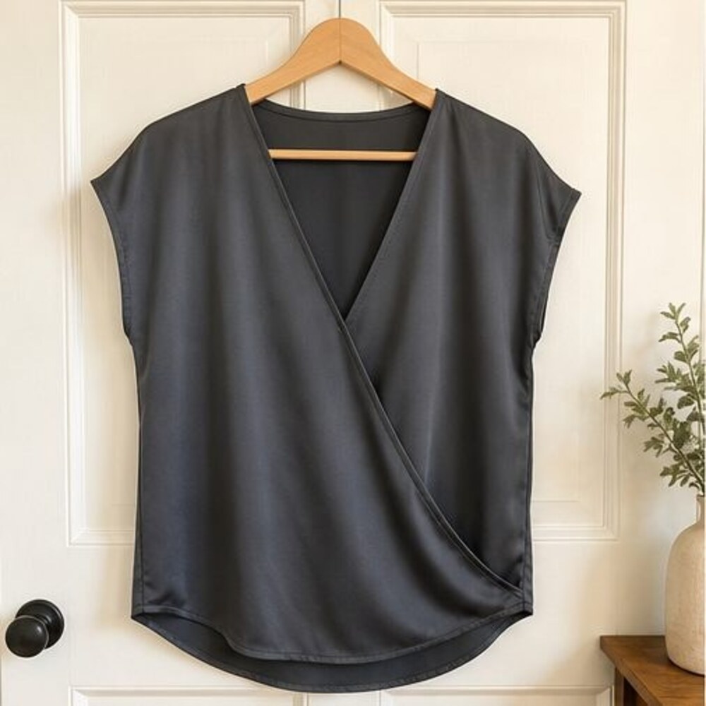 Charcoal Wrap Blouse